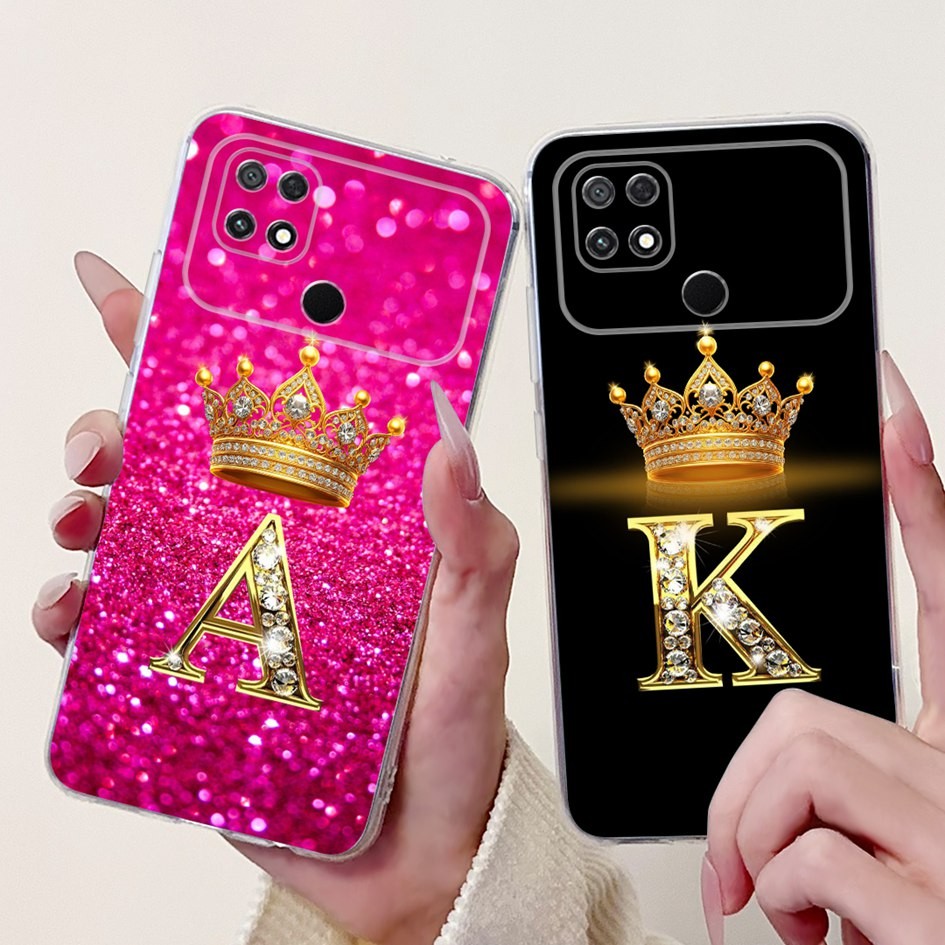 Para Xiaomi Poco C40 Embalagem Linda Coroa Letras Macio Claro Silicone TPU Casal Caso De Telefone C 40 PocoC40 Capa