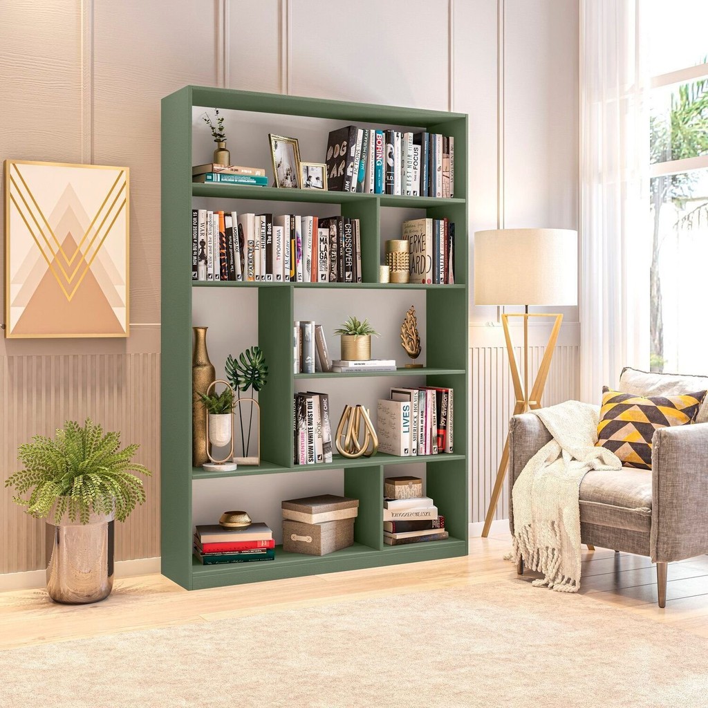 Estante para Livros 180cmx120cm 4 Prateleiras Seattle Verde Bellagio - Home & Living