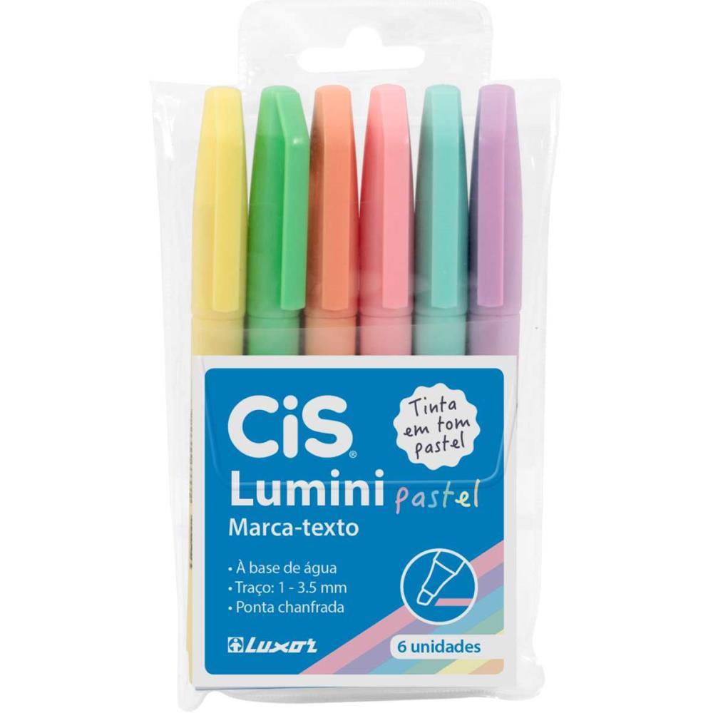 CANETA MARCA TEXTO CIS LUMINI TONS PASTEL 6 CORES em Oferta na Shopee
