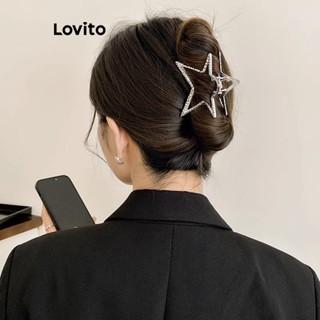 Lovito Casual Presilha de Cabelo com Formato de Estrela para Mulheres L63AD210 (Dourada/Prata/Preta)