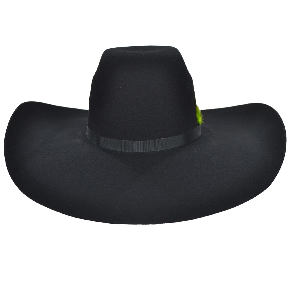 Chapeu Preto Masculino Feltro Pralana Felt Aba 13 Rendado