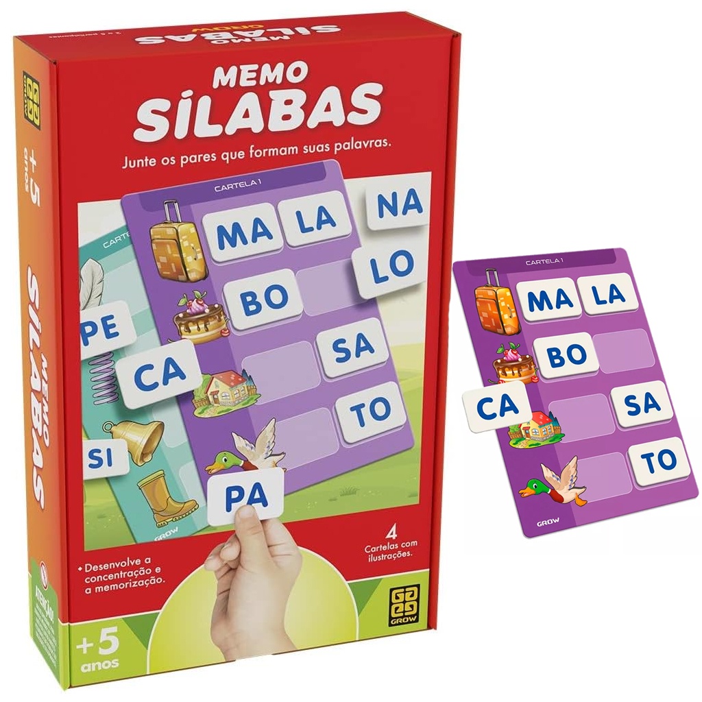 Jogo Educativo Memória Sílabas 01698 - Grow em Oferta na Shopee