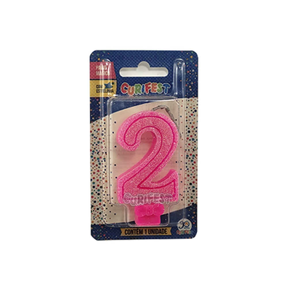 Vela Super Com Glitter Rosa - Curifest 2 em Oferta na Shopee