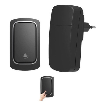 Campainha Preta Residencial Sem Fio Resistente Água 200 Metros Casa Predial