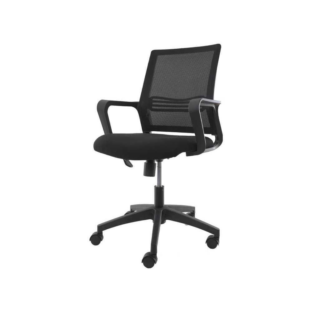 Cadeira De Escritório Diretor Secretária Baixa Giratória Simples Tecido Tela Mesh Michigan Preta