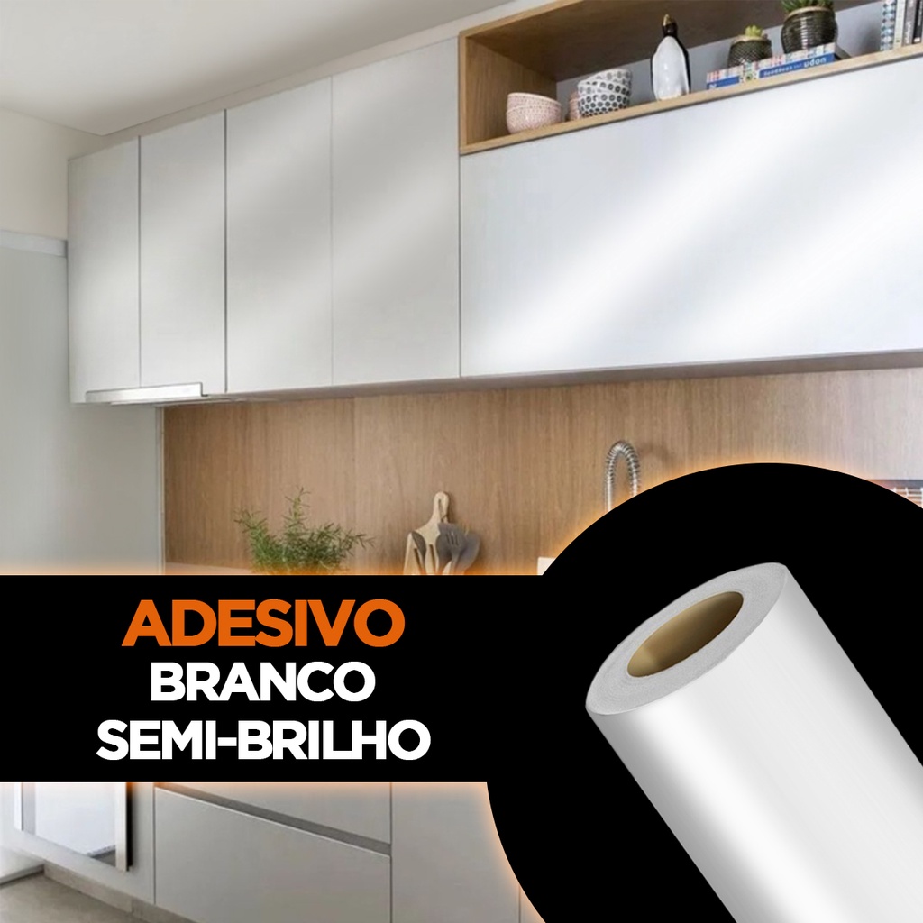 Adesivo Vinil Branco 50x12m Lavável Decoração Guarda Roupa