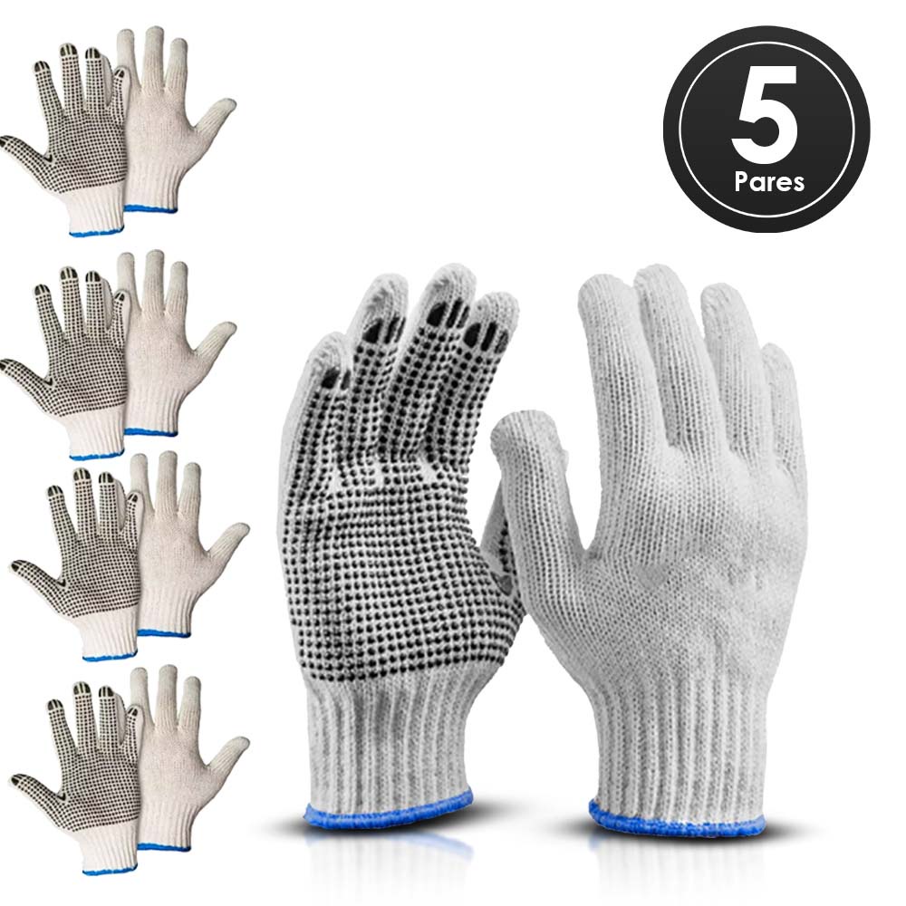 Luva EPI Pigmentada Tricotada Reforçada Segurança 5 Pares - Home & Living