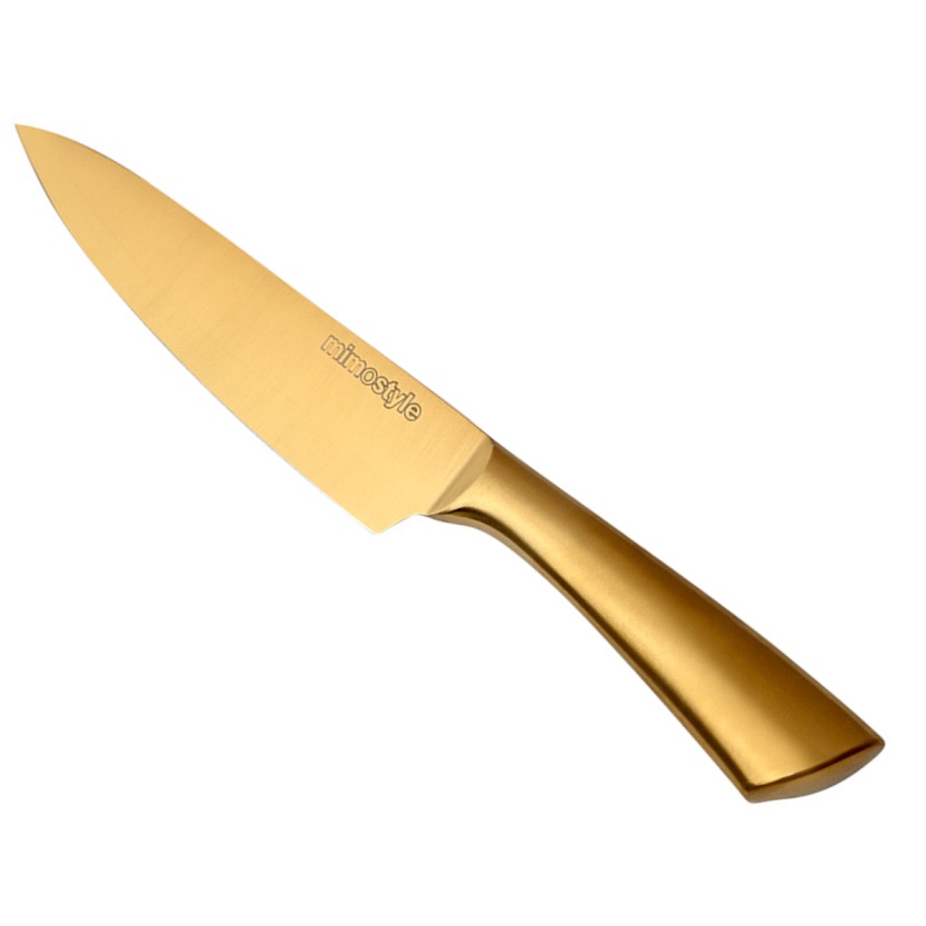 Faca Cozinha Dourada Preta Prata Aço Inox Utensílios Profissional Churrasco Carne Pão Legumes Frutas