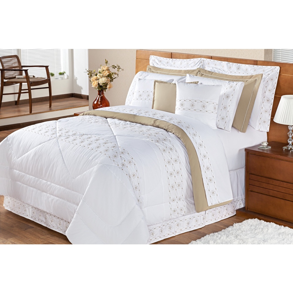 Kit de Edredons Tecido 100% Algodão Queen Damasco 11 peças