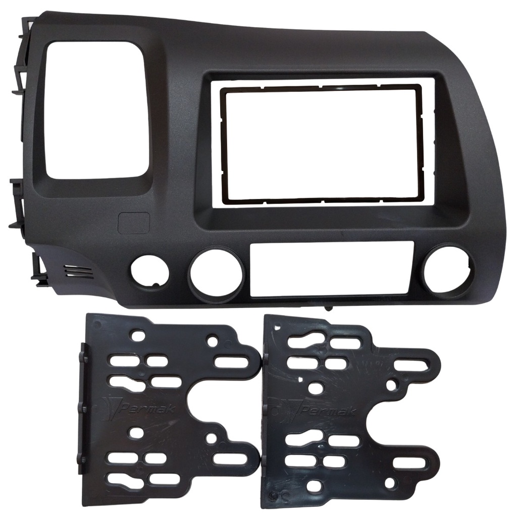 MOLDURA PAINEL TELA MULTIMÍDEA DVD HONDA NEW CIVIC 2007 2008 2009 2010 2011 2 DIN PRETO ABS 7 POLEGADAS