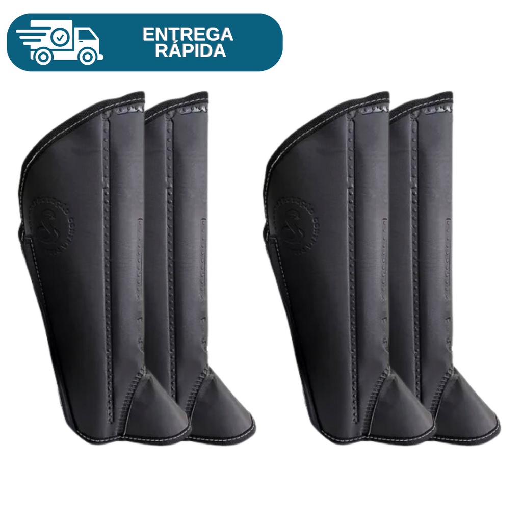 Kit 2 Prs Perneira Proteção Bidim Picada De Cobra 3 Talas Pvc Velkro P/ Operador de Roçadeira