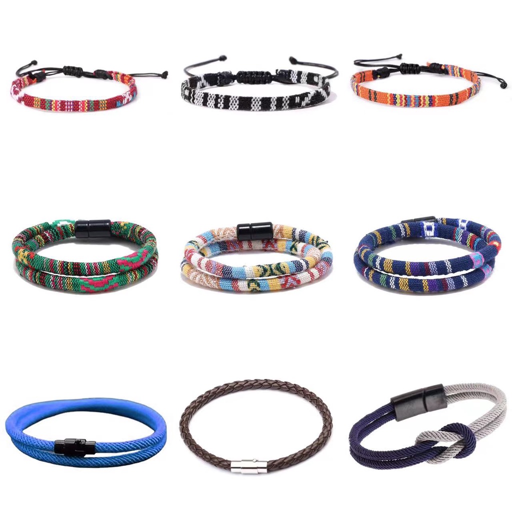 Pulseira Trançada Colorida Para Homens Pulseiras Magnéticas De Corda Tecidas À Mão Jóias Diárias Acessórios De Uso Diário em Oferta na Shopee