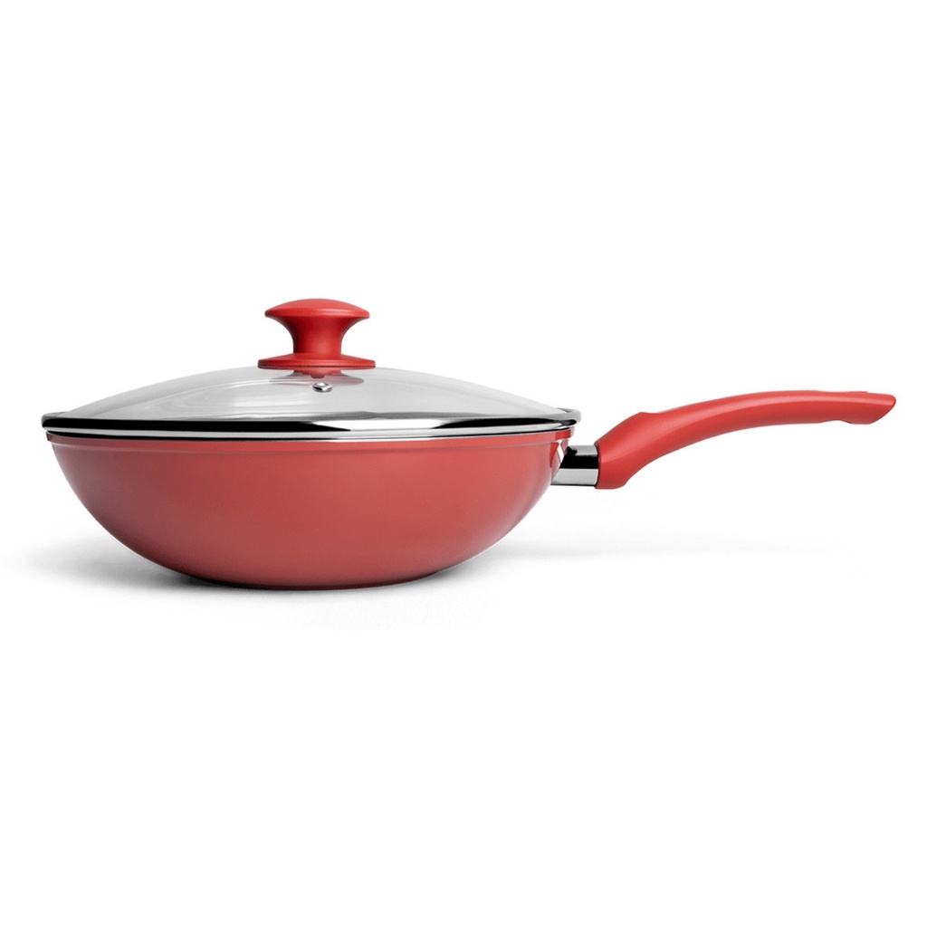 Panela Wok Brinox Alumínio Antiaderente Optima 28cm Vermelho