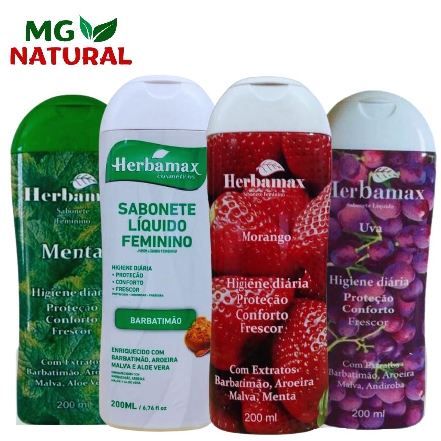 1 un. Sabonete Íntimo Feminino - Herbamax 200ml (Morango, Menta, Uva e Barbatimão)