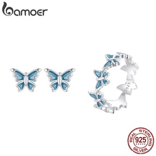 Bamoer 925 Sterling Sliver Earrings Coleção De Brincos Borboleta Azul Jóias Presentes Para Mulheres