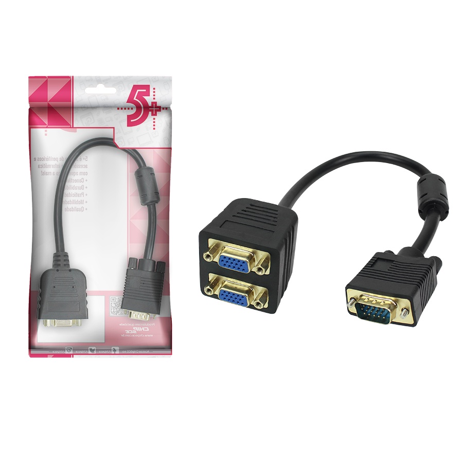 Cabo Y Vga 1x2 Divisor Splitter Duplica Pc Notebook Projetor