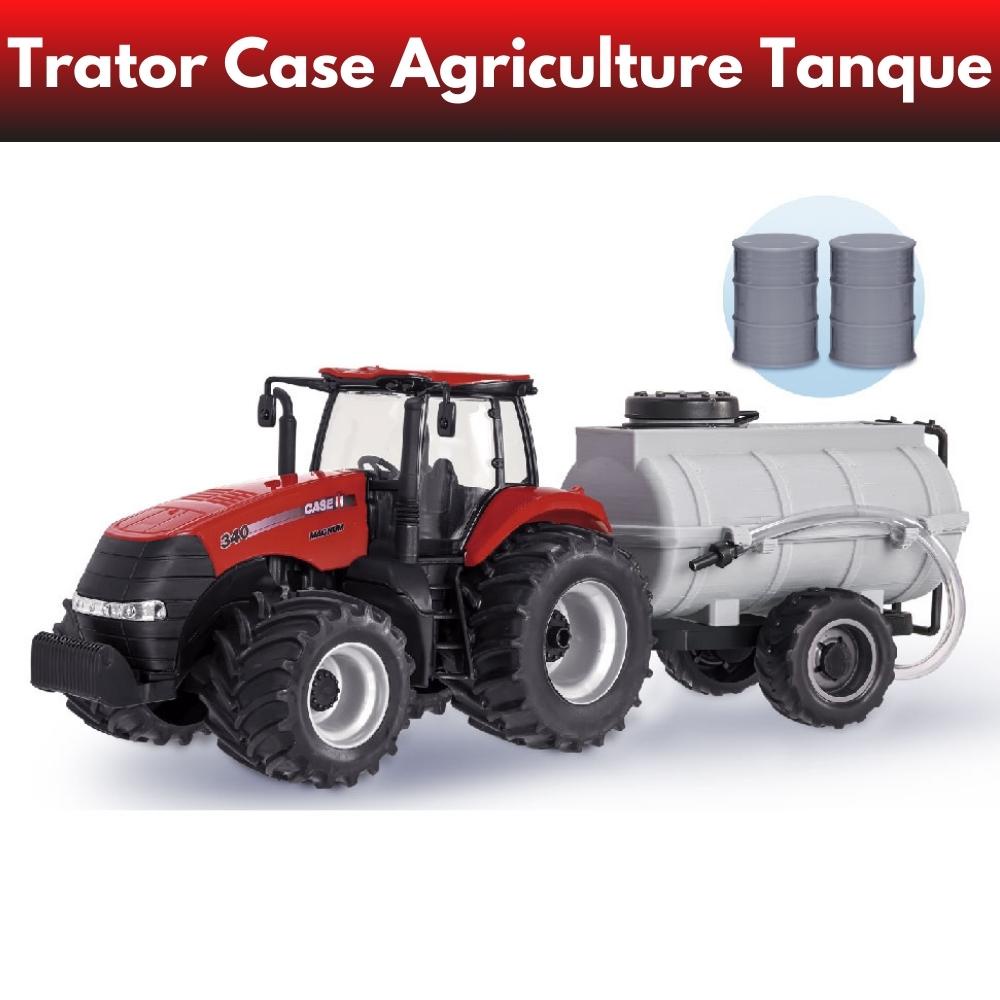 Trator de Brinquedo Case Implementos Tanque 1/30 Miniatura