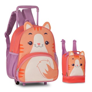 MOCHILA RODINHAS COM LANCHEIRA TÉRMICA INFANTIL ESCOLAR FEMININO