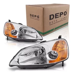 Farol Civic 2001 2002 2003 01 A 03 Cromado Pisca Ambar Depo