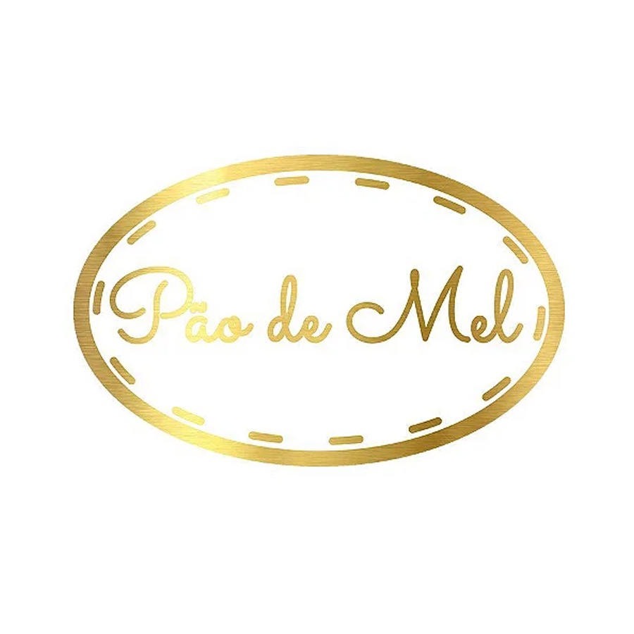 Adesivo "Pão de Mel" - Ref.2012 - Hot Stamping - Dourado - 100 unidades - Stickr - Rizzo - Stationery