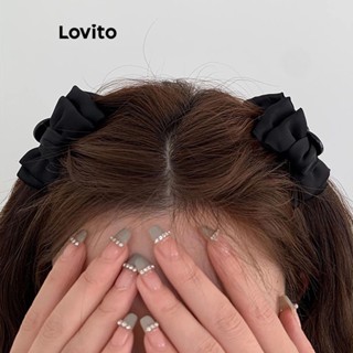 Lovito Grampos de Cabelo de Laço Simples para Mulheres L60AD072 (Preto)