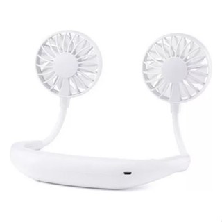 Ventilador Pescoço Esporte Portatil Duplo Recarregável Branco