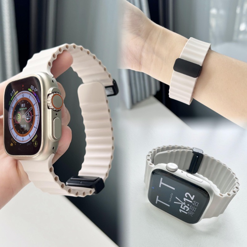 Pulseira De Relógio Magnético Oceano Para Apple Ultra 2 Serise 9 8 7 6 5 4 3 2 1 Iwatch Sport Silcione 49mm45mm 41mm 44mm 42mm 40mm 38mm