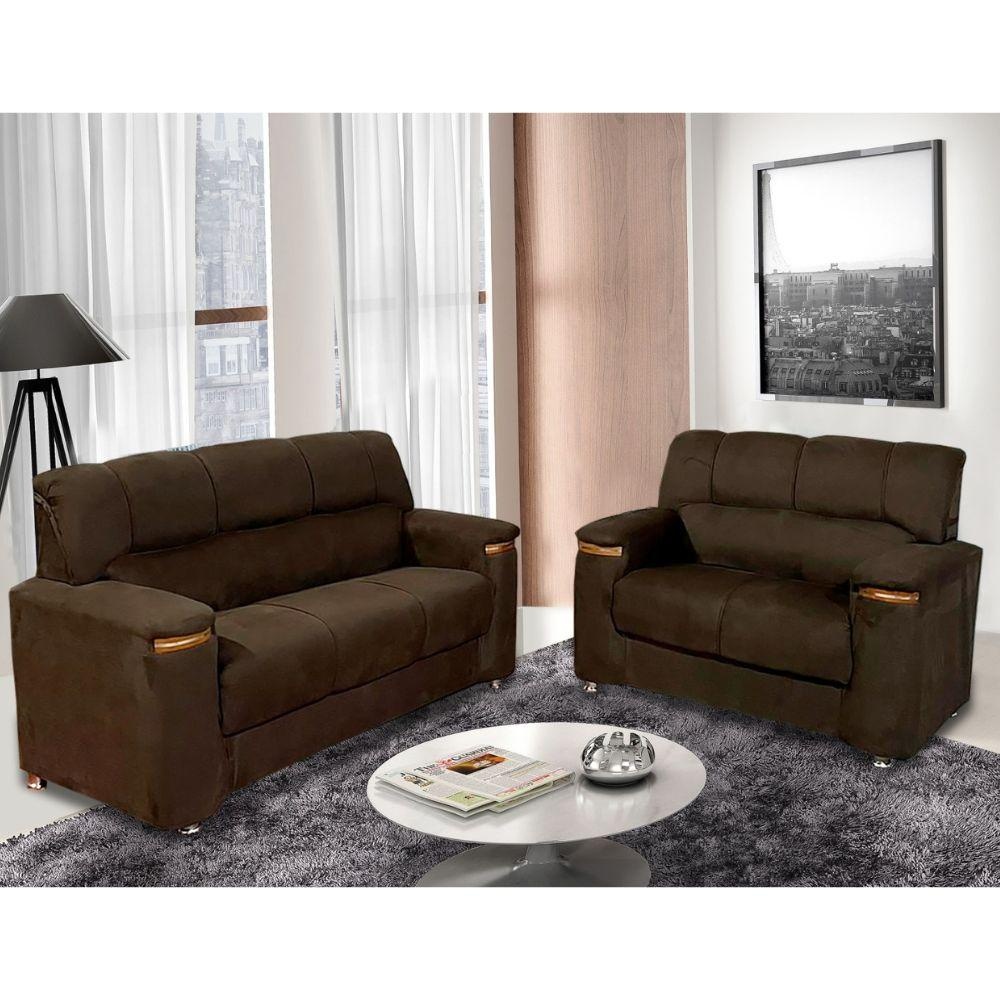 Conjunto de Sofá 3x2 Lugares Styllus Bello Estofados Café em Oferta na Shopee