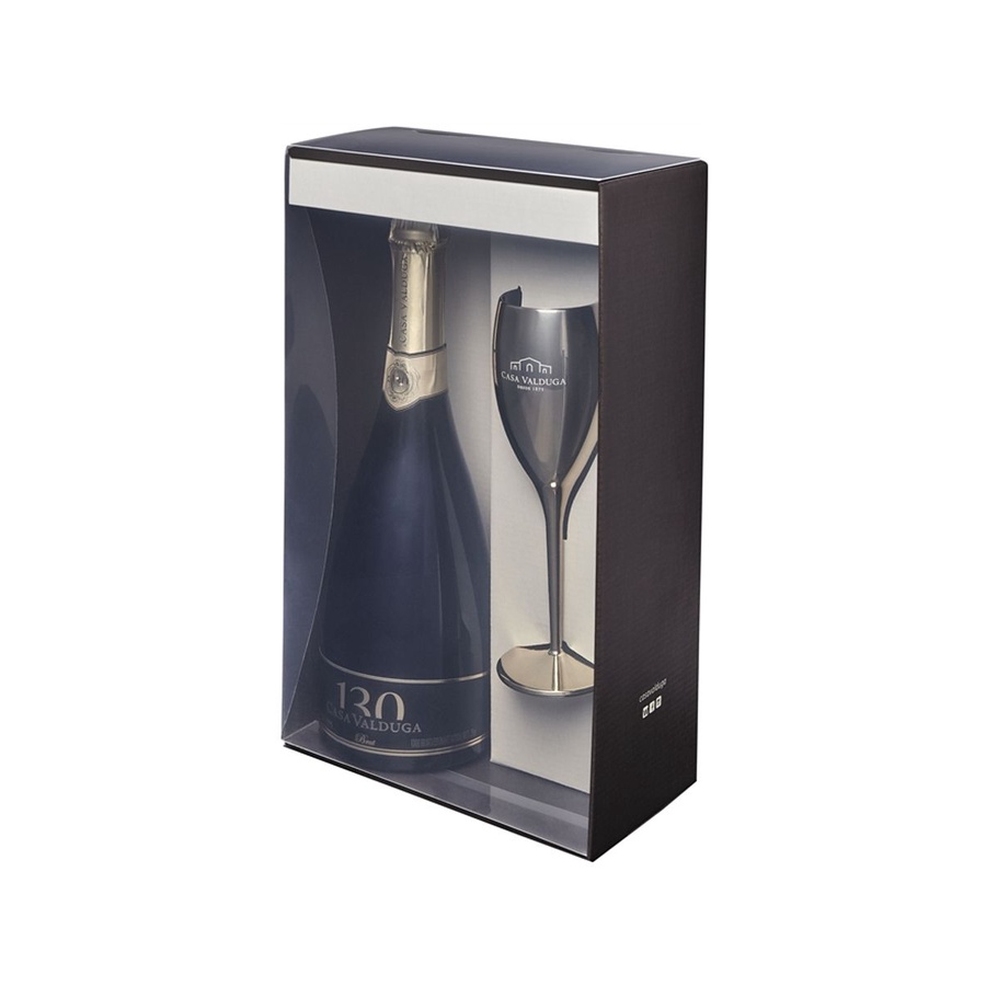 KIT ESPUMANTE CASA VALDUGA 130 BRUT 750ML + TACA DOURADA