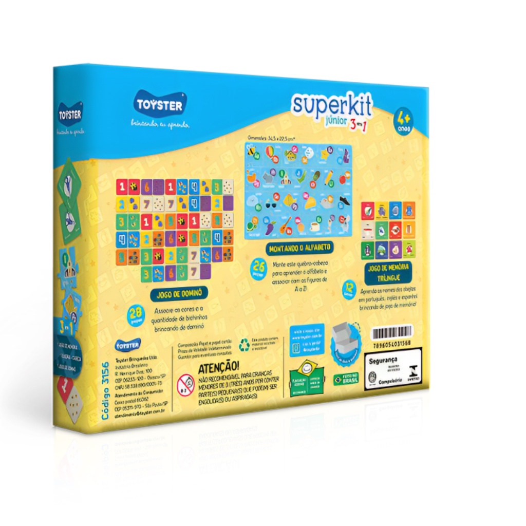 Detalhes do Brinquedo Super Kit Educativo Junior 3 Em 1 Trilíngue - 3156 - Toyster