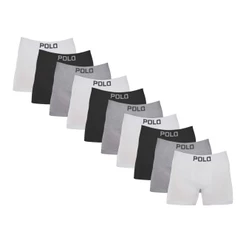 Kit 10 Cuecas Boxer Algodão Sem Costura Seamless Cotton Ultra Confortável e Macia Polo 781 Sortida