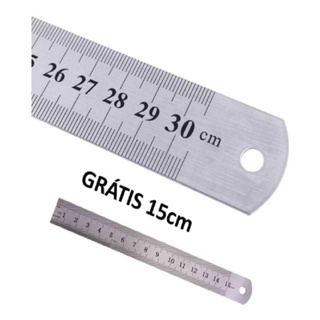 Régua De Metal 30cm Grátis 15cm Aço Inox Em Polegadas em Oferta na Shopee