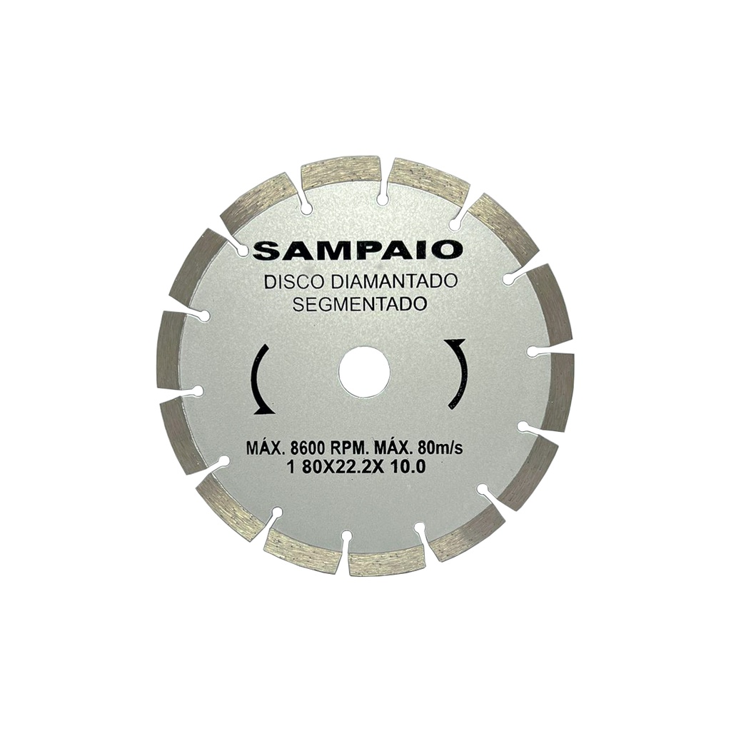 Disco de Corte Diamantado Segmentado 7" 180mm Sampaio Para corte de Concreto, Pedras, Alvenaria e Pave