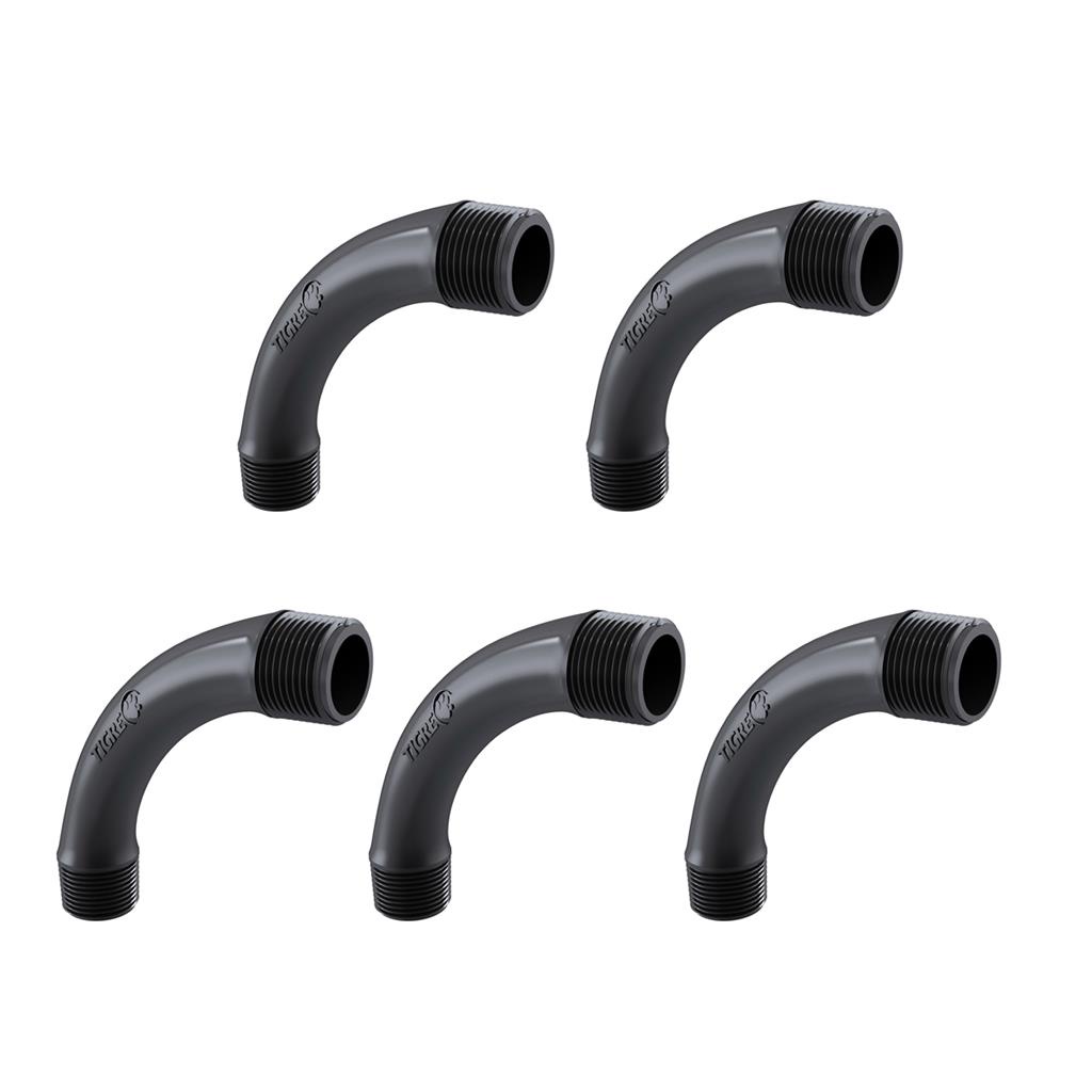 Kit 5 Curvas Eletroduto Roscavel Preto 90g Pvc 3/4 Tigre