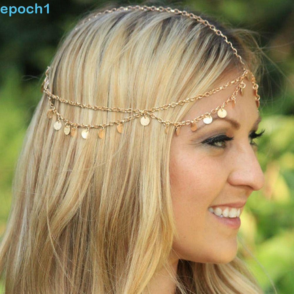 EPOCH1 Cristal Testa Corrente Festival Cabeça Jóias Waterdrop Strass Noiva Multi-Camada Borla Hanfu Headwear Feminino em Oferta na Shopee