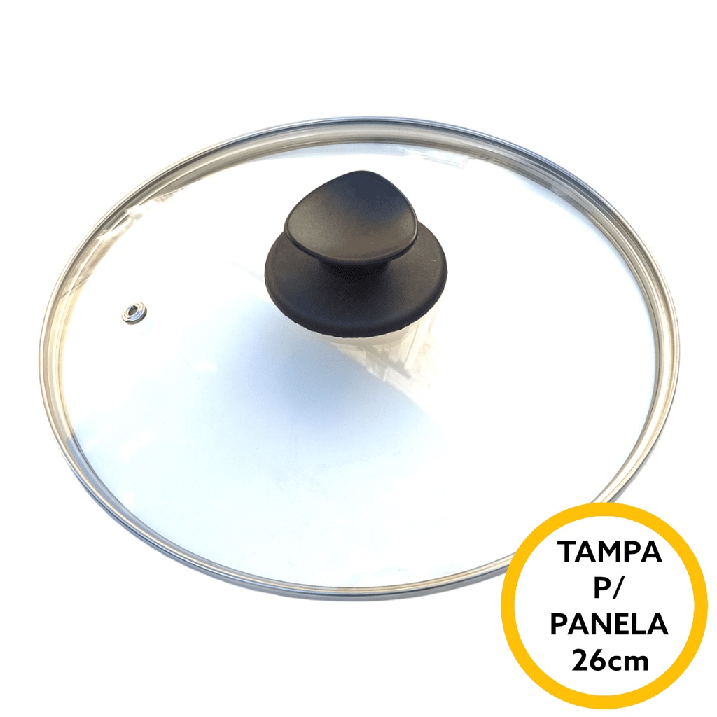 Tampa De Vidro Temperado Avulsa Com Puxador Para Gamela 26cm