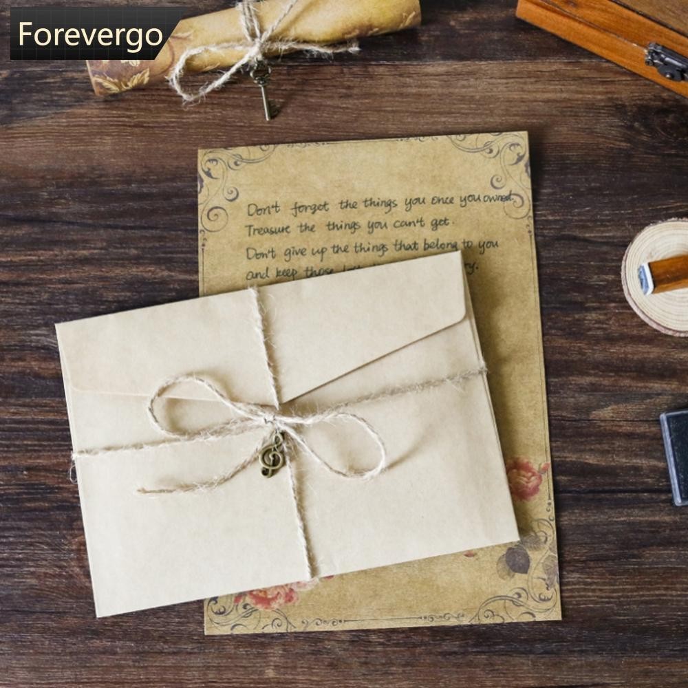 Vintage Kraft Envelope Papel Para Carta Conjunto Dia Dos Namorados De Amor Envelopes Convite Escrever Com De Corda