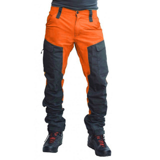 Homens Moda Bloco Colorido Multi Bolsos Calças De Carga Longas Esportivas Trabalho