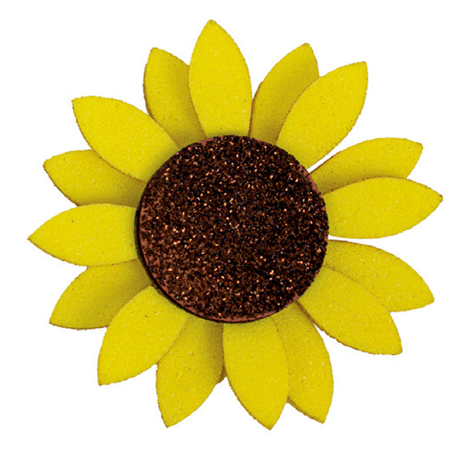 Aplique de Eva - Girassol Glitter - 4x4cm - 10 unidades - Rizzo