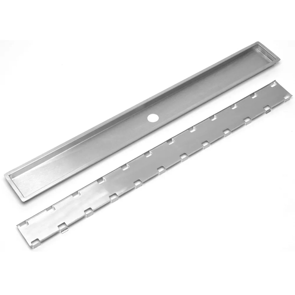 RALO LINEAR INOX CLEAN 80X8 CM COM TAMPA INVISIVEL - ESCOVADA - AISI 304 SELMETAL RLI800