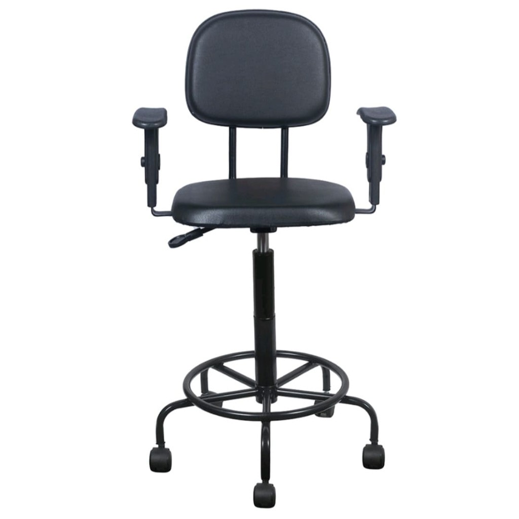 Cadeira caixa alta L duplo com braço  base semi  corano preto em Oferta na Shopee