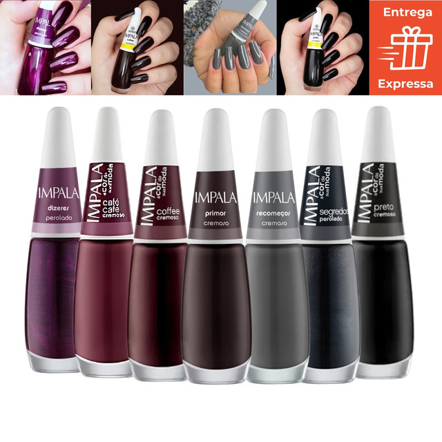Kit 7 Esmaltes Impala Tons Escuros Perolado Esmalte Atacado Cor Da Sua Moda