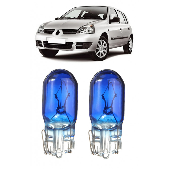 Par Lampada Pingo T10 Super Branca Clio Farol Teto Placa 5w