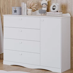 Cômoda Infantil Provençal 4 Gavetas 1 Porta Anti-Tombamento 100% MDF