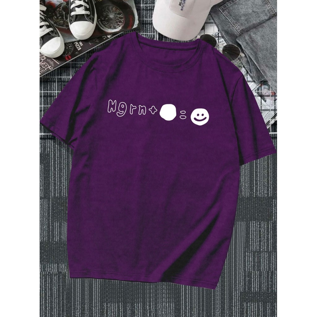 T Shirt Bordada Larga Camisa Plus Size Camiseta Estampa Roxa Blusa Oversized Emoji Sorriso Alegria