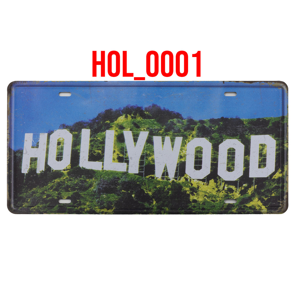 Placa Decorativa Metal Hollywood California Vintage Quadro Parede Coleção Cinema Retro Los Angeles TV Home Theater Sala