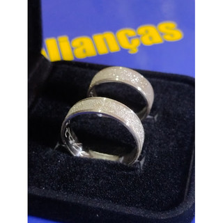 Alianças Namoro Compromisso Prata 950 de lei 5 mm Prata Linda