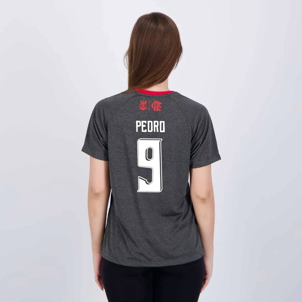 Camisa Flamengo Pedro 9 Var Feminina Cinza - Sports & Outdoors