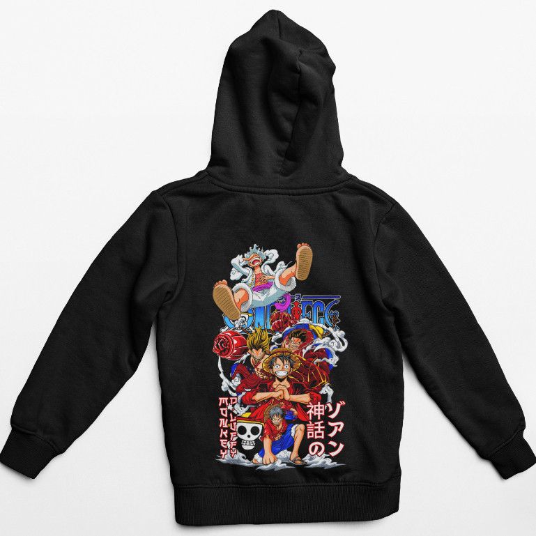 Blusa Moletom Canguru Anime Unissex One Piece "Luffy Gears" Manga Comprida Algodão