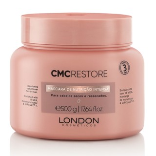 Máscara Nutritiva CMC Restore 500 g London Cosméticos Nutrição imediata, Cabelos mais fortes e resistentes, Maciez, Sedosidade, Brilho intenso, cabelos naturalmente secos ou ressecados por processos químicos, realça a beleza natural